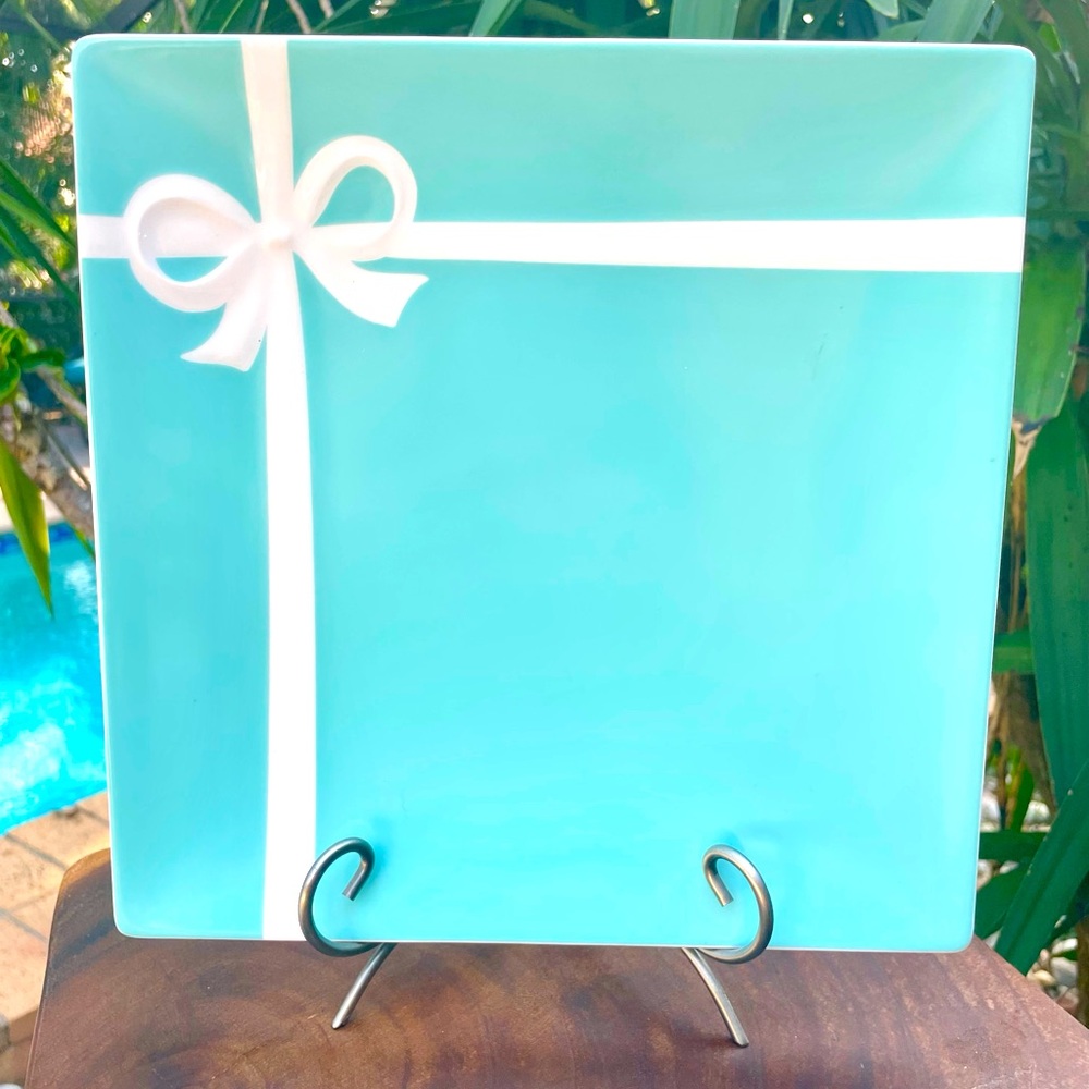 Tiffany & Co square plate in Tiffany Blue mimicking the iconic Tiffany box.